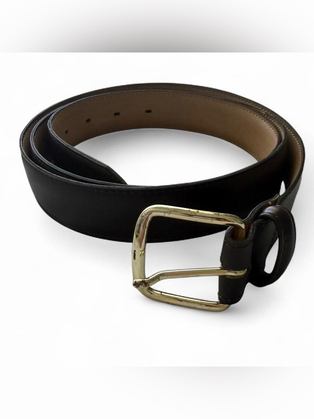 Men’s Genuine Leather Belt Dark Brown Size 50 Made in USA Dress Casual Classic